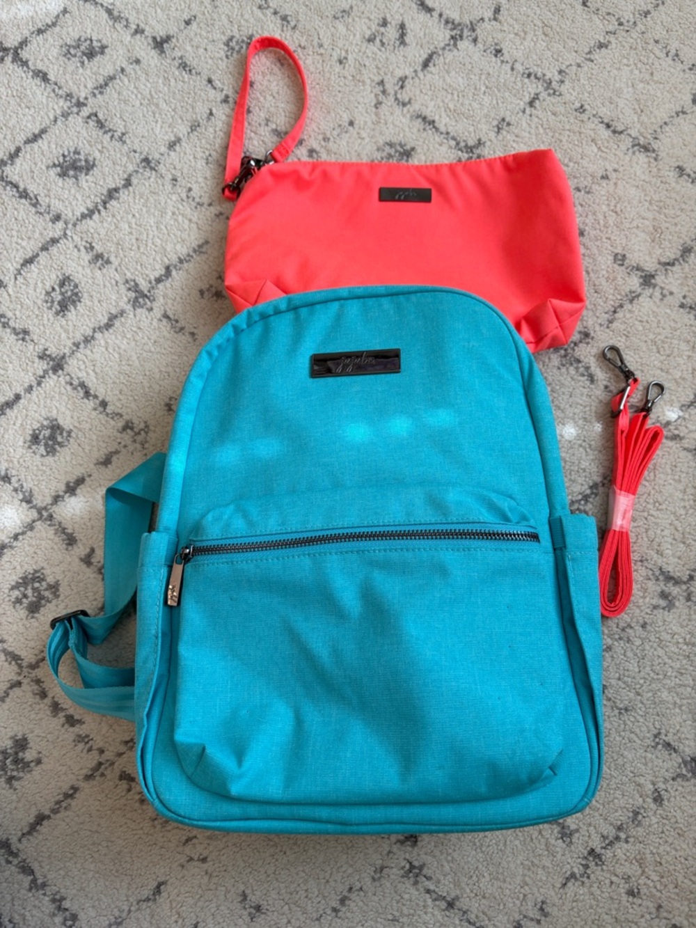 JuJuBe Chromatics Midi Backpack in Electric Blue and Be Quick in Neon Coral